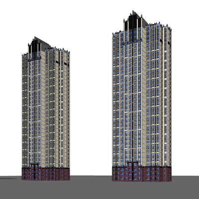 新古典高层公寓楼su模型