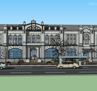 欧式学校外观su模型