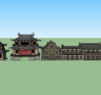 中式古建民房su模型