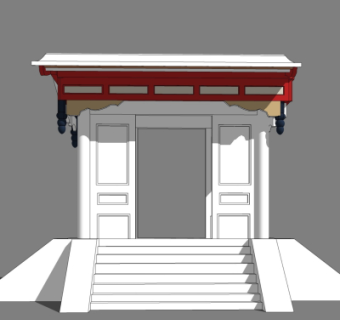 中式牌坊入户门su模型