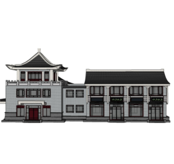 中式古建民房su模型