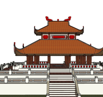 中式古建大殿su模型