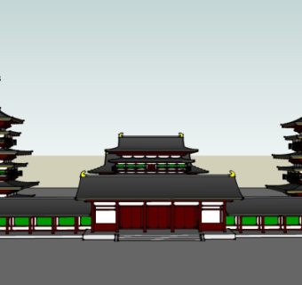 中式古庙su模型