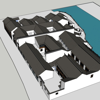 中式古镇鸟瞰规划su模型