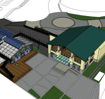 现代厂房工业区鸟瞰规划su模型