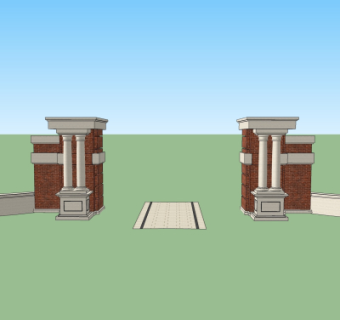 现代公园入口免费su模型