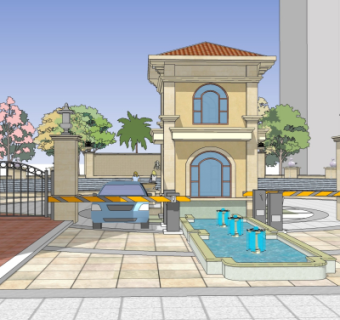 现代公园入口免费su模型