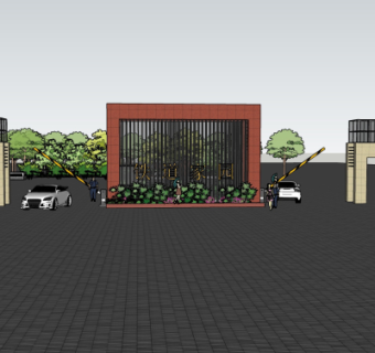 现代公园入口免费su模型