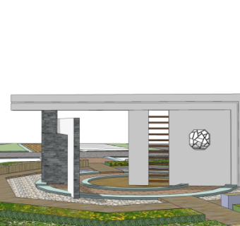 现代公园入口免费su模型