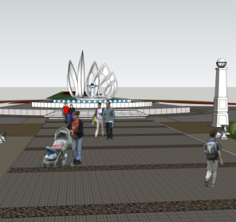 现代公园入口免费su模型