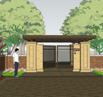 现代公园入口免费su模型