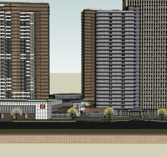 现代高层住宅外观su模型