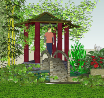 中式凉亭su模型