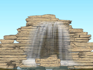 自然风叠石假山su模型