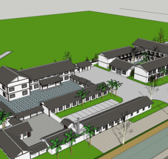 新中式社区服务中心su模型