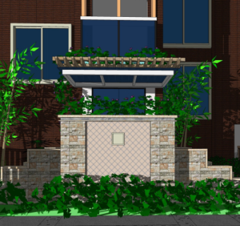 新中式公寓门头su模型