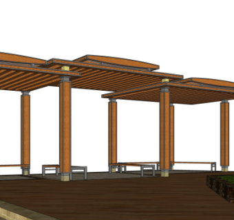 现代廊架su模型