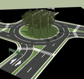 现代环形公路su模型