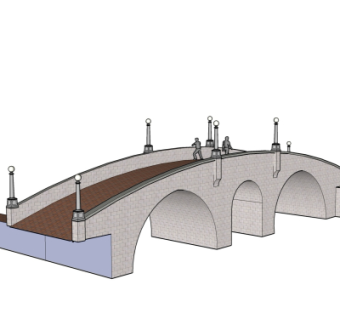 现代石拱桥免费su模型