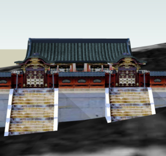 中式建筑外观su模型