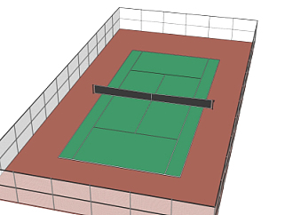 现代网球场su模型