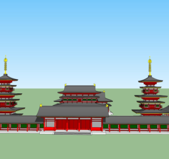 中式古建古庙su模型