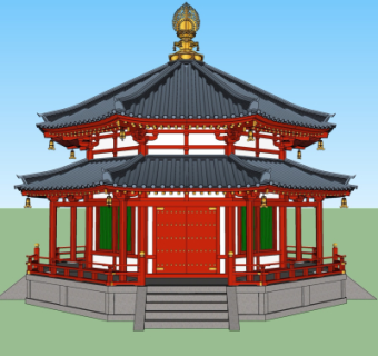 中式古建民房su模型