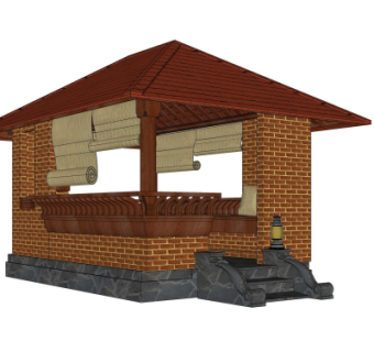 中式凉亭su模型