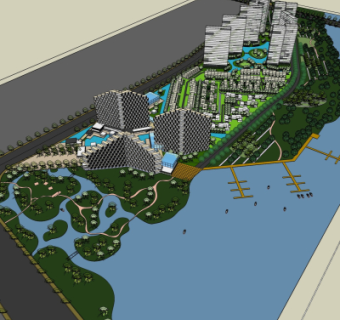 现代小区规划su模型