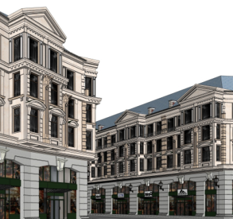 欧式古典商业街su模型