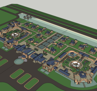 欧式小区规划su模型