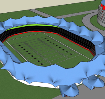 现代球场su模型