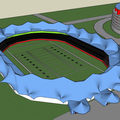 现代球场su模型