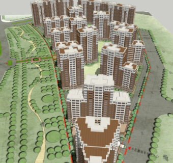 现代高层住宅鸟瞰规划su模型
