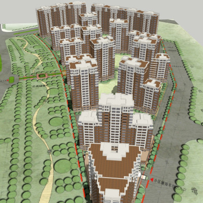 现代高层住宅鸟瞰规划su模型