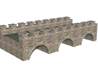 中式城墙su模型