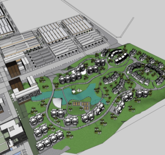 现代小区规划su模型