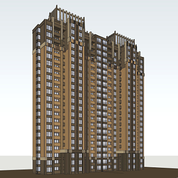 新古典高层公寓楼su模型