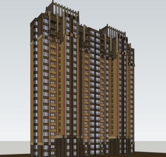 新古典高层公寓楼su模型