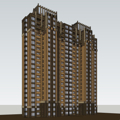 新古典高层公寓楼su模型