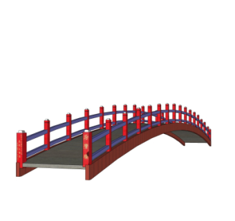 现代实木拱桥免费su模型