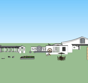 中式牌坊大门免费su模型