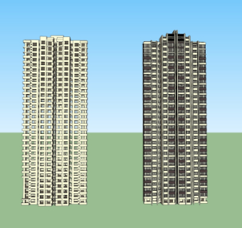 现代高层住宅外观su模型