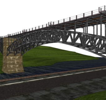 现代钢结构铁路桥免费su模型