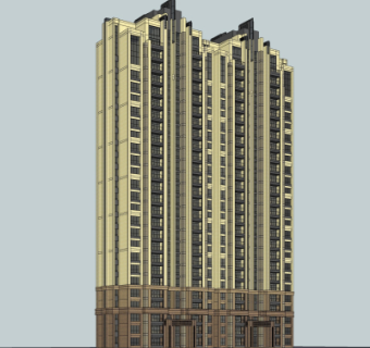 新古典超高层公寓楼su模型