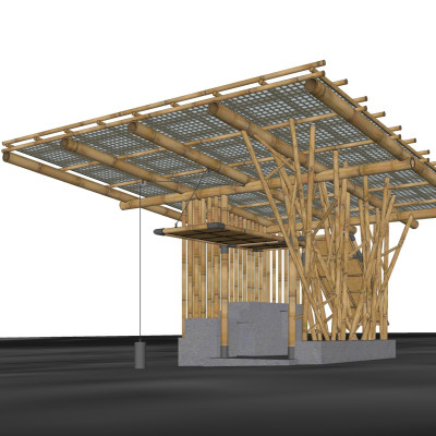 现代竹子凉亭su模型