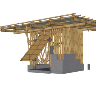 现代竹子凉亭su模型