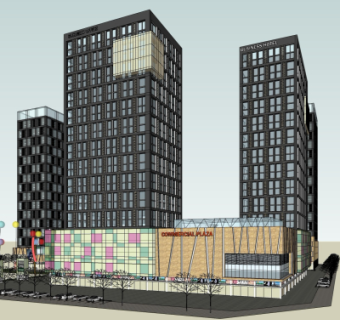 现代沿街商业建筑su模型