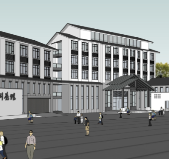 新中式气象科普馆su模型