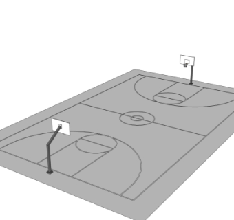 现代篮球场su模型